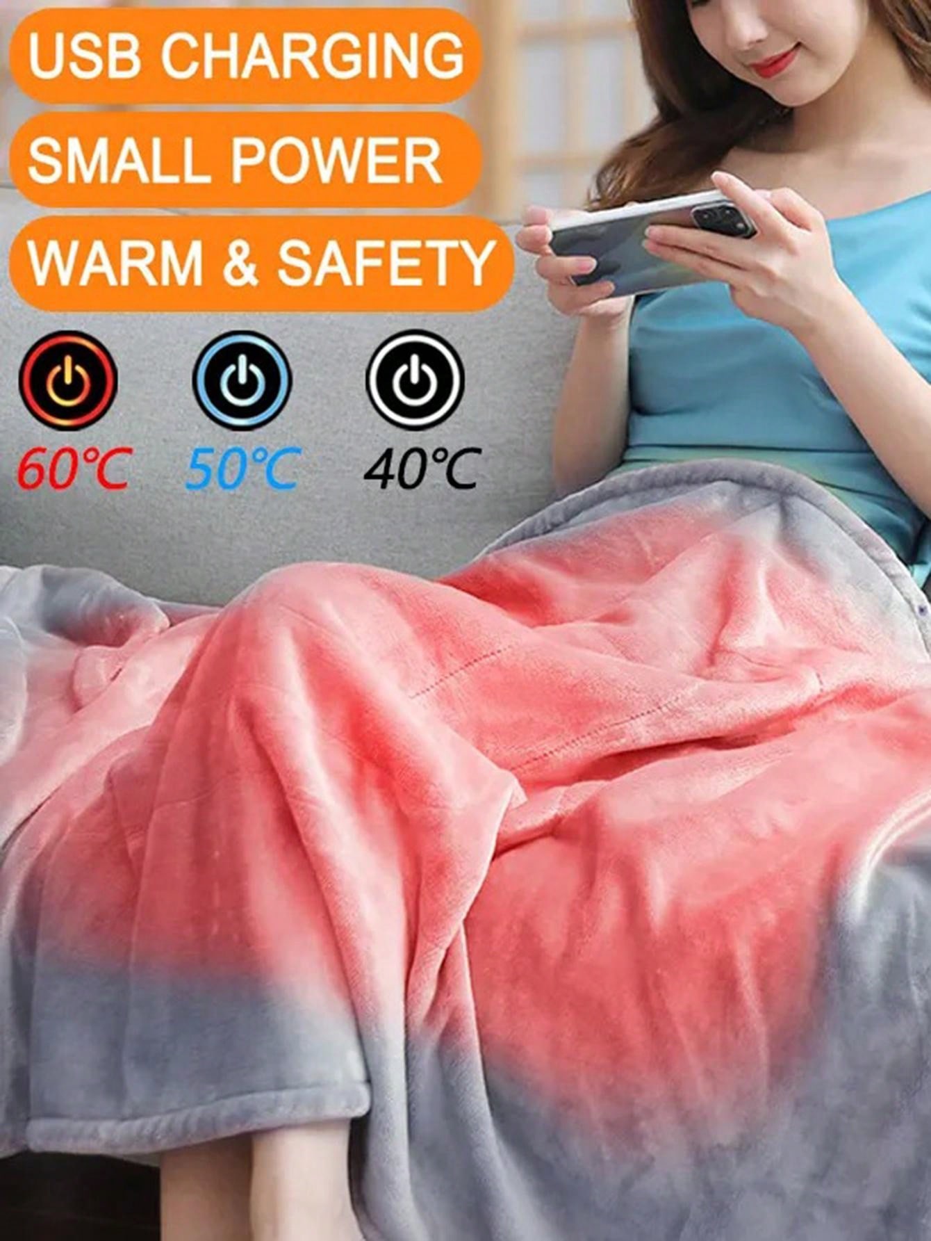 USB 3 Gear Electric Heating Blanket Heated Warm Shawl Adjust Flannel
