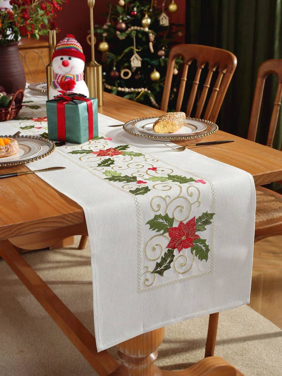 1 Stück bestickter Tischläufer, festliche Atmosphäre, Küche Esszimmer Tisch Dekoration, Heim Party & Hochzeitsdekoration