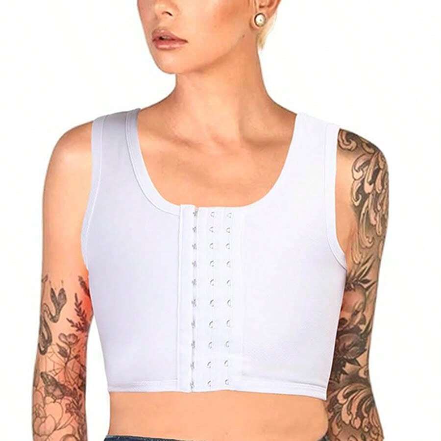 Elastic Chest Binder For  Women Girdle 2pcs - أبيض - مشاهدة 1