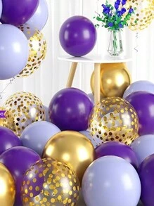 紫色和金色气球，61 个深紫色和金色气球套装，配金色五彩纸屑和金属金色气球，Globos Morados 薰衣草气球非常适合紫色生日派对新娘送礼会装饰 - 彩色 - 查看 3