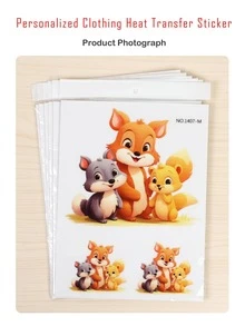 1 Big And 2 Small Lovely Squirrel Cartoon Designs Diy Clothes T-Shirt Heat Transfer Stickers - color - View 5