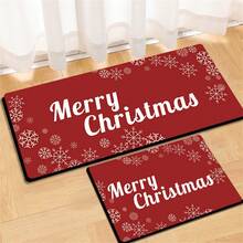 (christmas Snowflake) Christmas Kitchen Mat, Home Kitchen Runner Rug With Water Absorption And Non-slip Function - Red and White - View 2