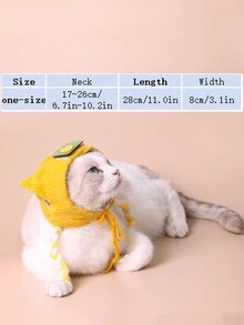 1pc Woven Rope Funny & Lovely Pet Hat With Fur Lining, Suitable For Small Dogs/cats - Yellow - View 3