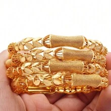 1 件女士時尚開口手鍊,鍍金,新娘奢華手工珠寶配件