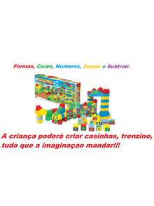 Brinquedo educativo Trenzinho Alfabetos e Números Blocos de montar 128 peças - Multicolorido - Visão 5