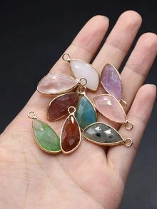 4 件/套隨機顏色天然石材吊墜吊墜適合 Diy 女士男士項鍊珠寶配件日常禮物
