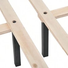 King Size Solid Wood Platform Bed, No Box Spring Needed, Strong Wood Slat Support, Easy Assembly - 米色 - 查看 7