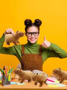 1pc Random Color Large Plush Capybara Pet Toy For Cat - Multicolor - View 6