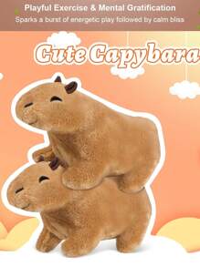 1pc Random Color Large Plush Capybara Pet Toy For Cat - Multicolor - View 4