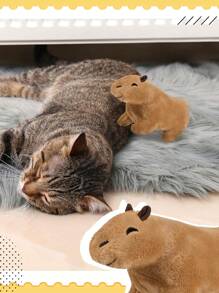 1pc Random Color Large Plush Capybara Pet Toy For Cat - Multicolor - View 2