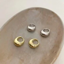 1對歐美風格金屬水滴形女式耳環,簡約時尚耳環,奢華感,適合約會 - 銀色 - 查看 4