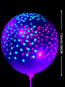 100pcs 12-inch Thickened Multi Sided Fluorescent Dots & Polka Dots Balloons For Party Birthday Decoration, Children Toys Or Ground Balloons - Multicolor - View 2