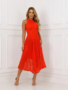 Women Sweater Dresses - Orange - View 1