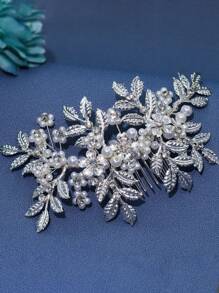 1入女性銀色鑽石新娘頭飾套裝,附耳環,適用於婚禮、宴會和派對