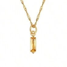 精緻簡約的不鏽鋼18k金嵌鑲十二月生石項鍊 - 十一月 - 查看 18