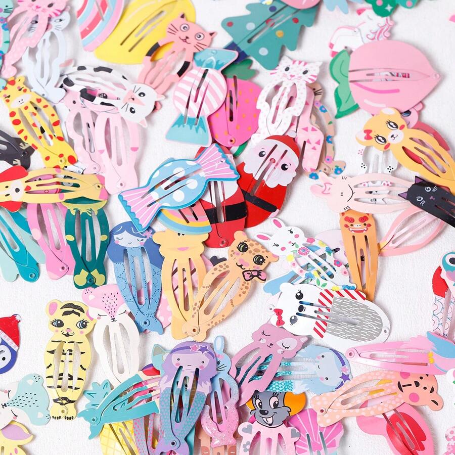 20pcs/set Random 5cm Candy Color Resin Water Drop Hair Clips For Girls