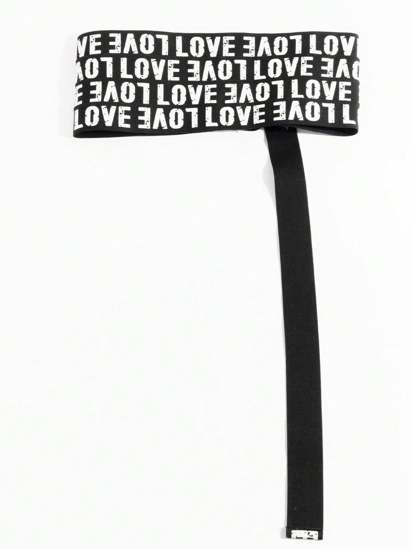 1pc Women's Cool And Dark Street Style White Letter Printed Contrast