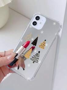 1pc Simple Style Acrylic Electroplated Mirror Christmas Tree & Snowflake Pattern Phone Case Compatible With IPhone