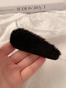 可愛4入組毛球髮夾 - 黑與白 - 查看 4