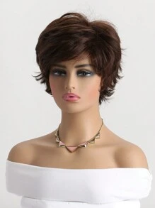 Của phụ nữ Đúng mốt 10-inch Ngắn lông tơ Sâu Nâu Bob Tóc giả Với Sọc , Thích hợp Đối với Mặc hàng ngày - Dark Brown - Xem 5