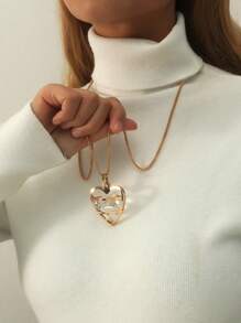 1 Vòng Cổ Cá Tính Hình Tròn Đính Kim Cương Giả & Ngọc Trai Hợp Kim Dát Vòng Cổ Dành Cho Nữ, Phong Cách Âu Mỹ, Áo Len Dây Xích - Vàng - Xem 1