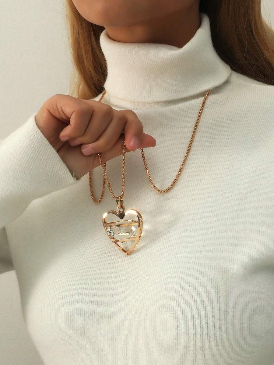 1 Vòng Cổ Cá Tính Hình Tròn Đính Kim Cương Giả & Ngọc Trai Hợp Kim Dát Vòng Cổ Dành Cho Nữ, Phong Cách Âu Mỹ, Áo Len Dây Xích - Vàng - Xem 1