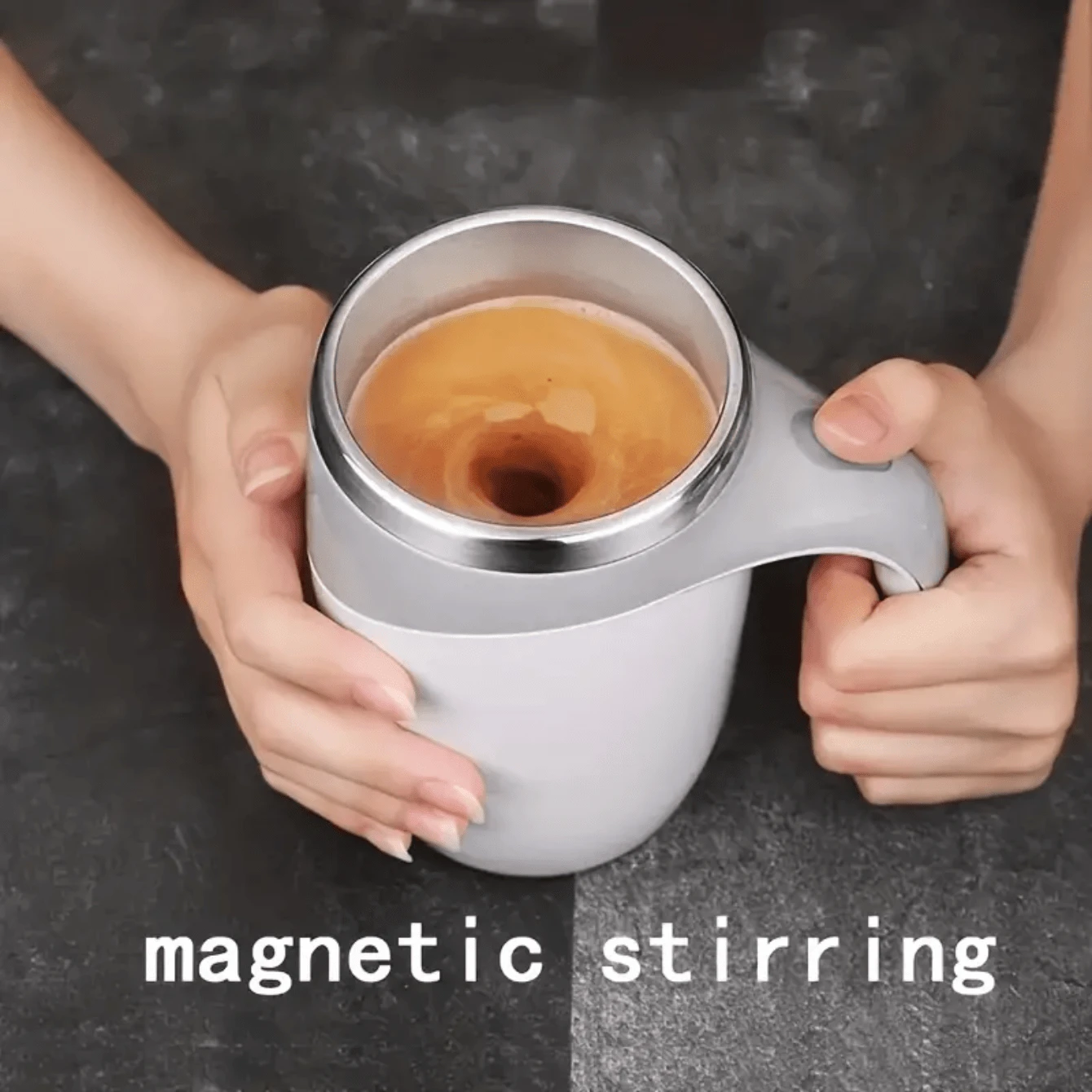 Automatic Mixer Cup Multi-Functional Electric Coffee Cup Slouchy Man Rotating Magnetic Stainless Steel Cup Of Milk Cup Mug Cup - White - View 1