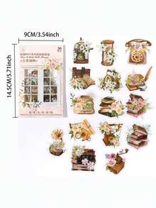 30 Piezas/paquete Conjunto De Pegatinas Impermeables De Collage De Flores Retro Para Scrapbooking, Diario Y Decoración Diy - Multicolor - Ver 4