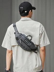 胸包腰包迷你運動肩包手機袋反光背包休閒時尚功能性男女包,適用於騎行,远足,上班,旅行 - 黑色 - 查看 1