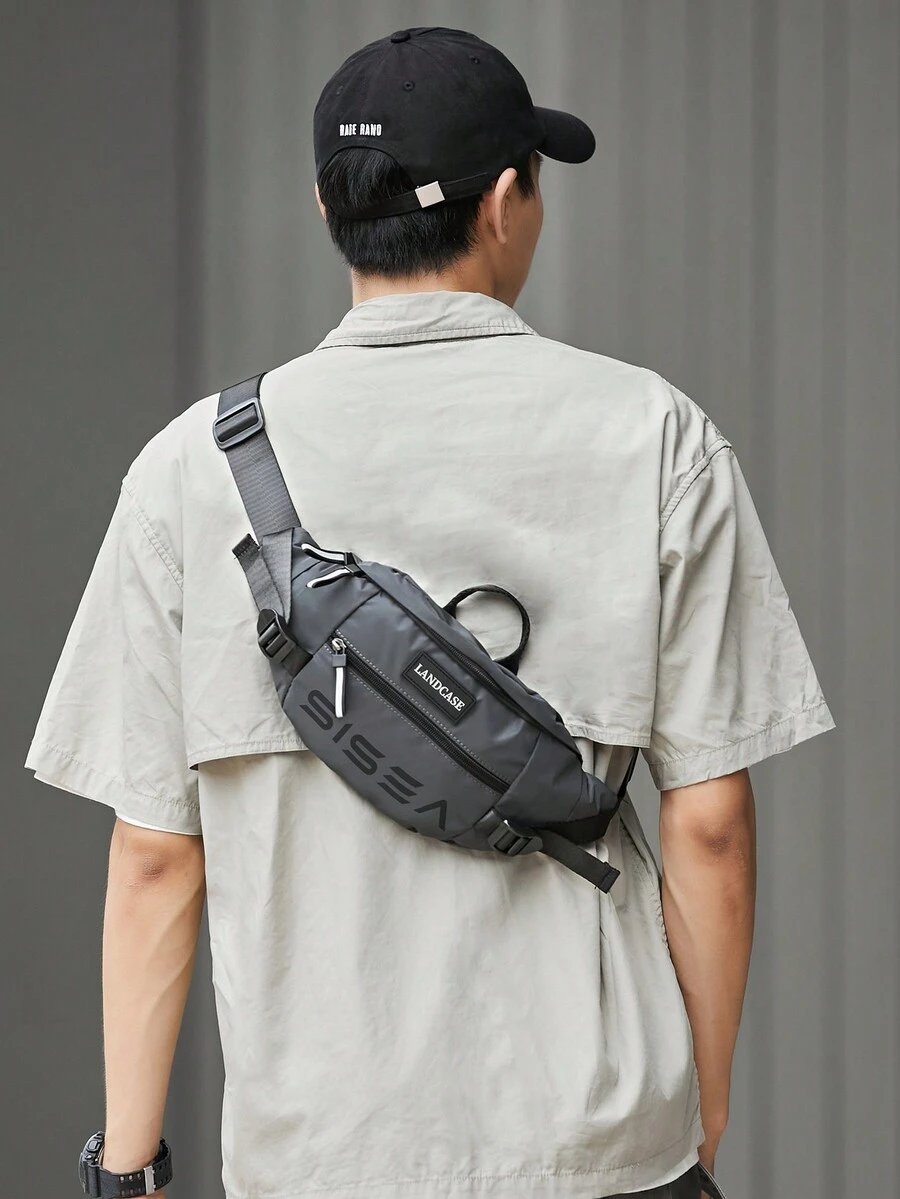 胸包腰包迷你運動肩包手機袋反光背包休閒時尚功能性男女包,適用於騎行,远足,上班,旅行 - 黑色 - 查看 1