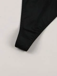Women's Sexy, Simple And Comfortable Patterned Thong - Black - View 3