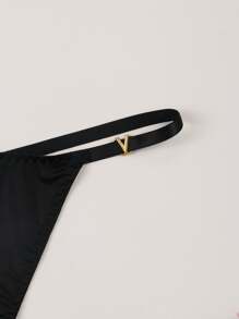 Women's Sexy, Simple And Comfortable Patterned Thong - Black - View 4