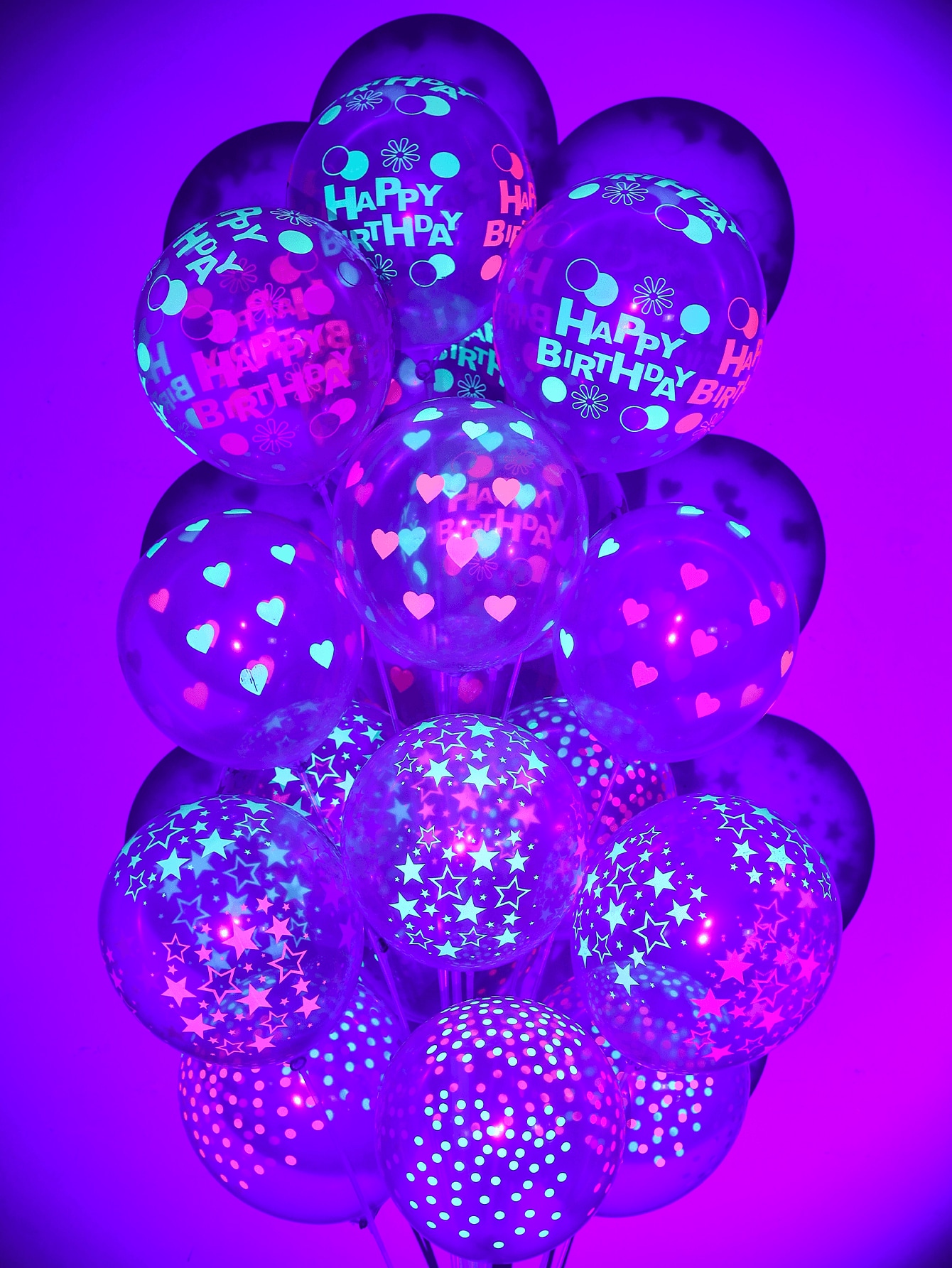 100pcs 12 Inch Thickened Five Sided Fluorescent Star Heart Polka 100pcs-12-inch-thickened-five-sided-fluorescent-star-heart-polka