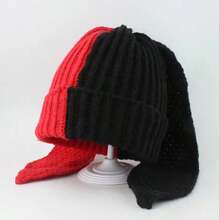 1 件裝女式冬季針織帽兔耳可愛羊毛帽適合日常佩戴、節日佩戴