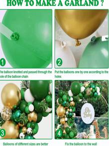 107入組綠金白色氣球花環套件,適用於叢林、熱帶、恐龍主題生日派對裝飾、嬰兒派對、新娘派對、結婚週年紀念、畢業禮等