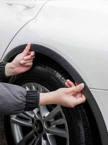 1 st. Universiell Bilhjul Ögonbryn Med Kolfiber Mönster , För Ratt Valv Fender , Horn Ögonbryn Dekorationer , Läppar Extension , Gjutning Skydd - Svart - Visa 2