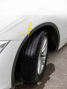 1 st. Universiell Bilhjul Ögonbryn Med Kolfiber Mönster , För Ratt Valv Fender , Horn Ögonbryn Dekorationer , Läppar Extension , Gjutning Skydd - Svart - Visa 4