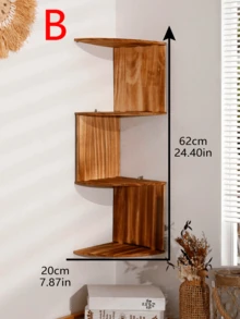 1Pc Corner Shelf Wooden Wall Hanging Shelves 4-Tier Corner Floating Shelves for Wall Easy-to-Assemble Wall Mount Corner Coffee Brown Shelves Corner Bookcase floating shelves corner shelves room decorations nursery decor shelves corner bookcase Coffee Brown Finish Wood Shelving for Bedroom Bathroom Living Room kitchen - Coffee Brown - View 4