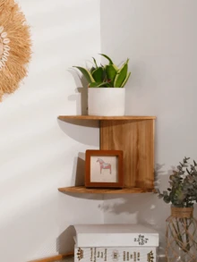 1Pc Corner Shelf Wooden Wall Hanging Shelves 4-Tier Corner Floating Shelves for Wall Easy-to-Assemble Wall Mount Corner Coffee Brown Shelves Corner Bookcase floating shelves corner shelves room decorations nursery decor shelves corner bookcase Coffee Brown Finish Wood Shelving for Bedroom Bathroom Living Room kitchen - Coffee Brown - View 10