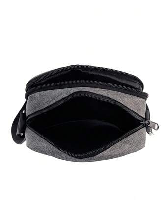 Herrryggsäck för fritidsbruk, ny moderiktig axelväska, enfärgat nylontyg, dragkedja, snygg axelväska