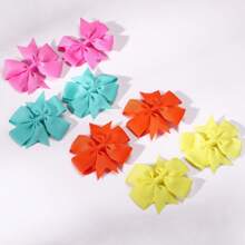 30 件隨機運送馬卡龍色兒童髮夾帶蝴蝶結適合派對、旅行、節日 - 彩色 - 查看 3