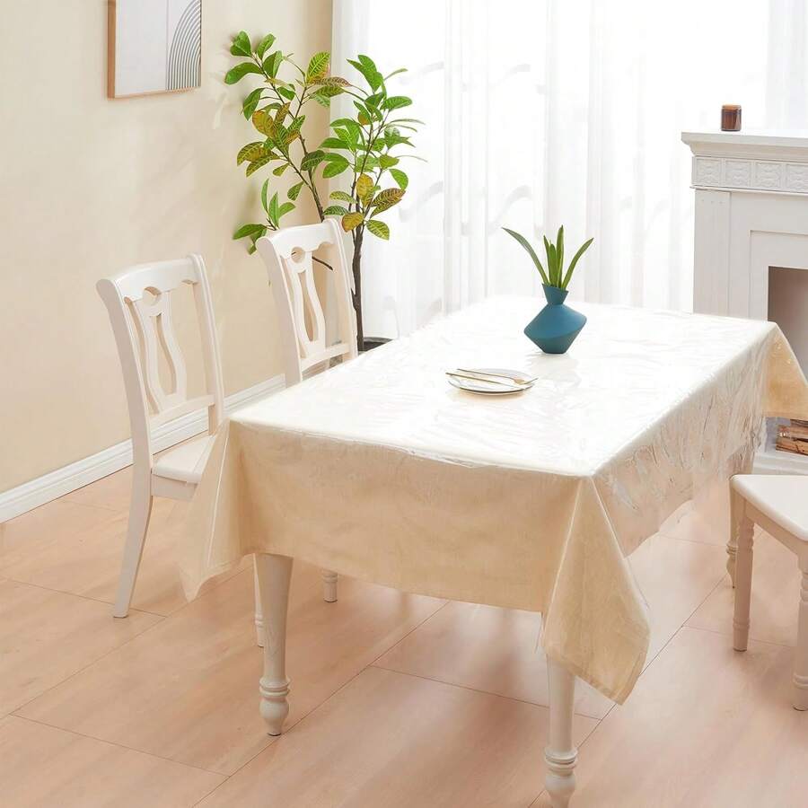 1 Pieza Protector Para Mantel De Mesa Transparente Impermeable De Plástico Vinílico, Adecuado Para Mesa De Comedor, Reuniones Y Festivales - transparente - Ver 1