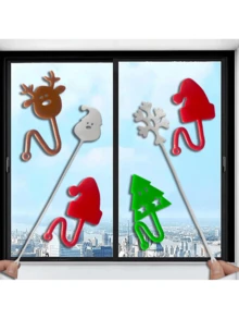 10入組聖誕粘手玩具,聖誕樹、聖誕帽、聖誕老人、雪花、麋鹿、聖誕袜、生日禮物和禮品,壓力緩解玩具