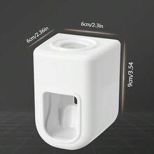 Dispensador Automático De Pasta De Dientes, Soporte De Pared Para Cepillos De Dientes, Organizador De Cepillos De Dientes Y Exprimidor De Pasta Dental, 1 Ud. - Blanco - Ver 2