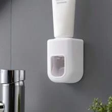 Dispensador Automático De Pasta De Dientes, Soporte De Pared Para Cepillos De Dientes, Organizador De Cepillos De Dientes Y Exprimidor De Pasta Dental, 1 Ud. - Blanco - Ver 9