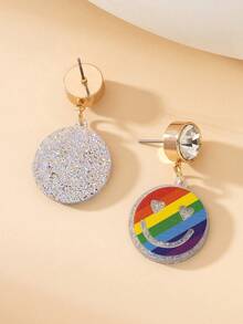 1pair Creative expression Rainbow Star Pendant Earrings - Multicolor - View 4