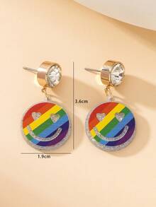 1pair Creative expression Rainbow Star Pendant Earrings - Multicolor - View 5