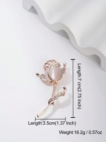 1個歐美風格別緻郁金香形狀的鑲嵌鑽石胸針,優雅而精緻,適合女性參加派對、婚禮、約會、節日和日常穿著