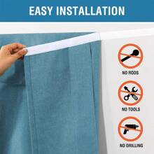 French Door Curtains Linen Textured Privacy French Door Blinds Kitchen Window Curtains Waterproof Room Darkening Curtains For Glass Door Tie Up Shade For Bedroom, 1 Panel - 風暴藍 - 查看 3