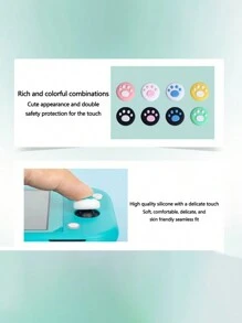 10 Stücke Zufällige Farbe Katzenpfotenförmige Silikon Gamepad Joystick Knopfschutz-abdeckung, Kompatibel Mit Switch Und Switchlite Steuersticks